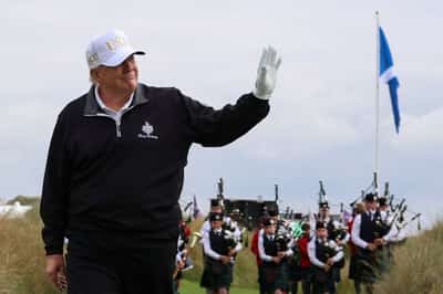 Image for Trump opens new golf course in Scotland, heading home with eye on Middle East