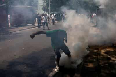 Image for Albanian police use teargas to disperse anti-graft demonstrators