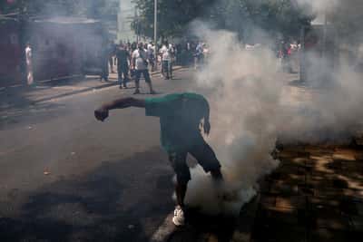 Image for Albanian police use teargas to disperse anti-graft demonstrators
