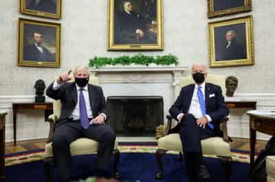 Image for Biden, UK&#8217;s Johnson talk trade and trains in White House meeting