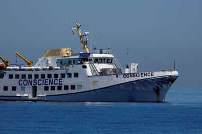 Image for NGO says it's in talks with Malta to repair Gaza-bound aid ship hit by drones