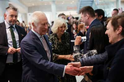 Image for Smiling King Charles visits cancer centre on his return to public duties