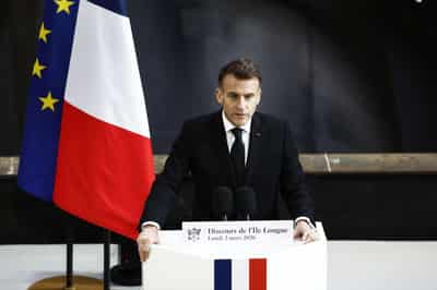 Image for France sending aircraft carrier to Mediterranean, Macron says
