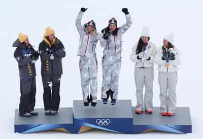 Image for Olympics-Alpine skiing-Austria win surprise team combined gold as Shiffrin misses out again