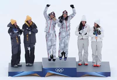 Image for Olympics-Alpine skiing-Austria win surprise team combined gold as Shiffrin misses out again