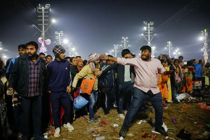 Image for Moments before deadly stampede at India's Maha Kumbh, devotees pleaded to open more routes