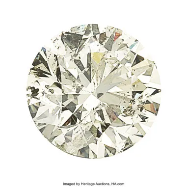 A round brilliant-cut diamond measuring 19.23 x 12.06mm and weighing 28.18 carats. Photo: Heritage Auctions 
